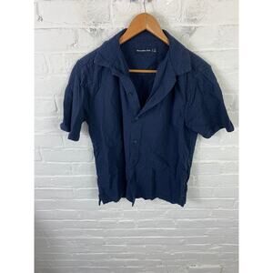 Abercrombie & Fitch Men's Button-Up Shirt Short Sleeves Blue Size Small